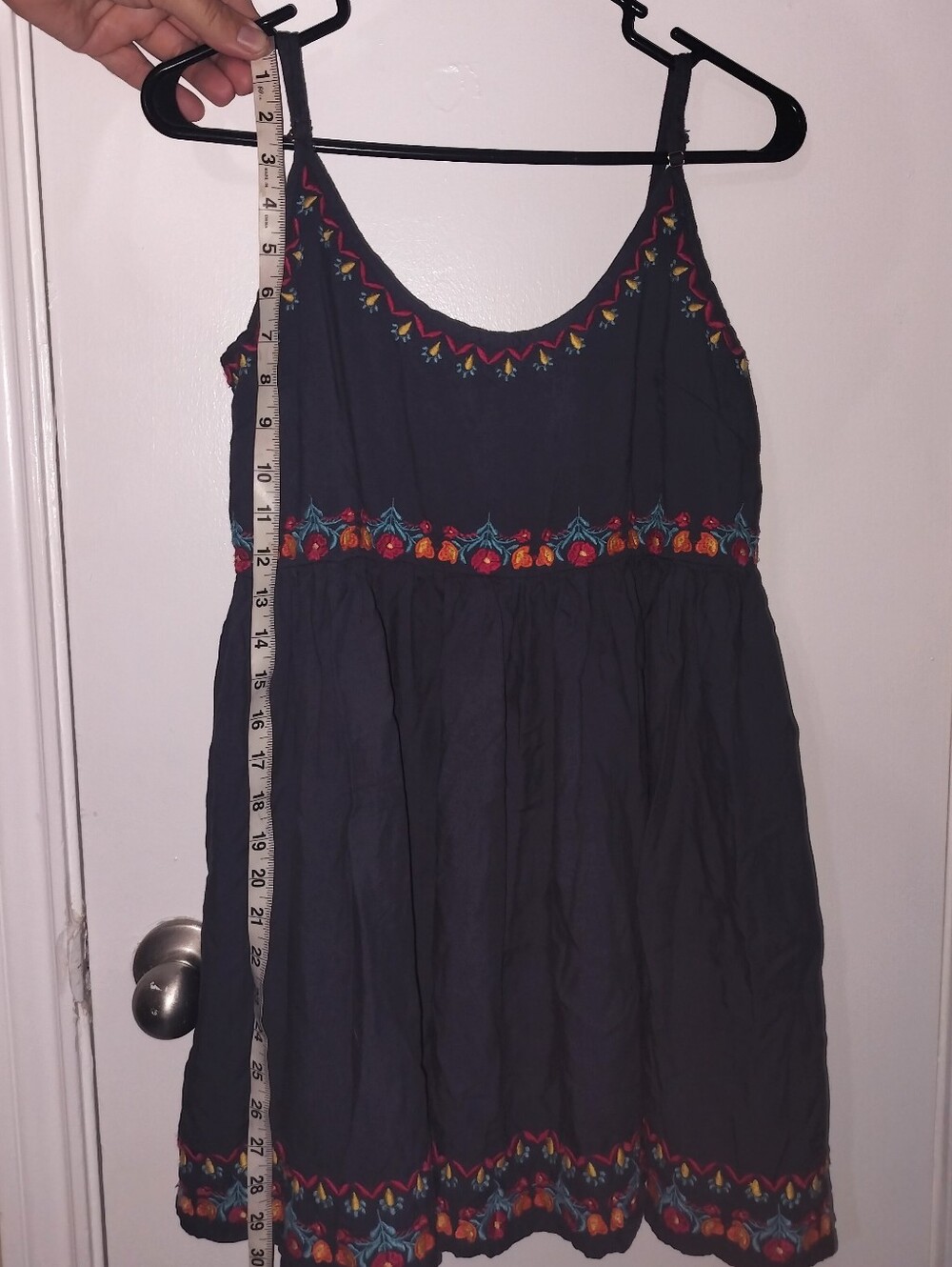 NATURAL LIFE Navy Sara Embroidered Spaghetti-Strap Mini Dress Sz S - Picture 7 of 8
